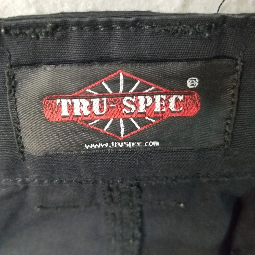 TRU-SPEC Cargo Shorts Men 38 Black Tactical Heavy Duty Canvas Stretch Waistband